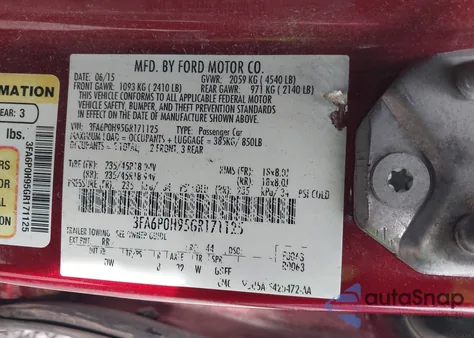 2016 Ford Fusion Se из США, поврежденный, VIN 3FA6P0H95GR171125